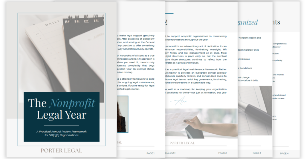 Cover of The Nonprofit Legal Year guide